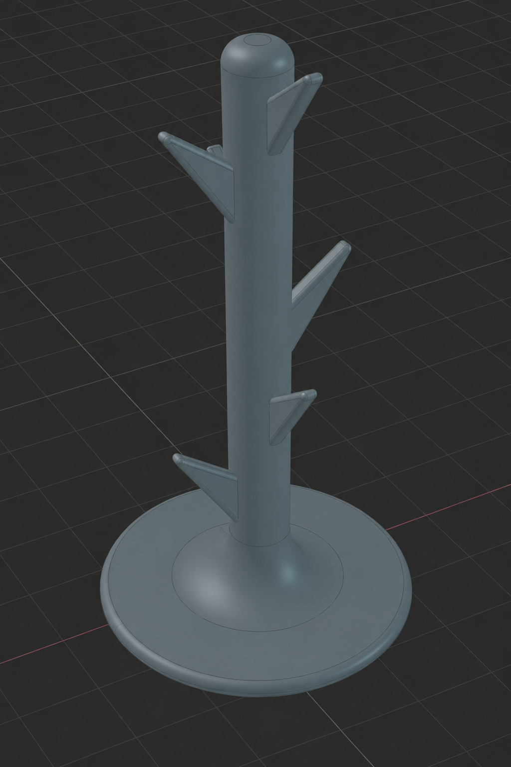 Desenho do modelo 3D da árvore de anéis no AZ Helix, com base circular e braços reforçados